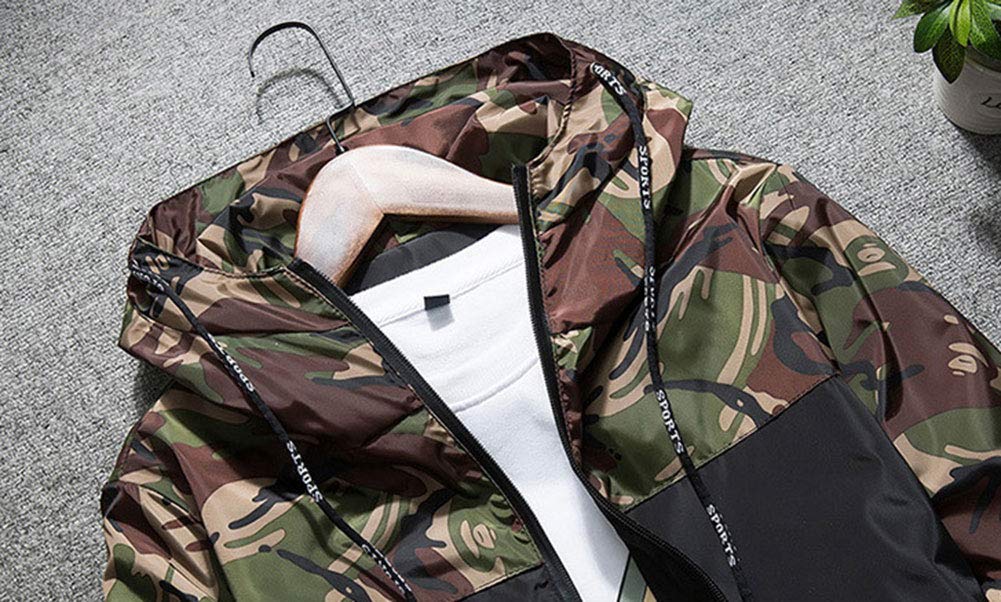 Hisitosa Camouflage Hoodie with Mountain Jacket for Outdoor Activities Men's Windbreaker, Zip-Up Hood, Lightweight, Windproof, Water-Repellent,