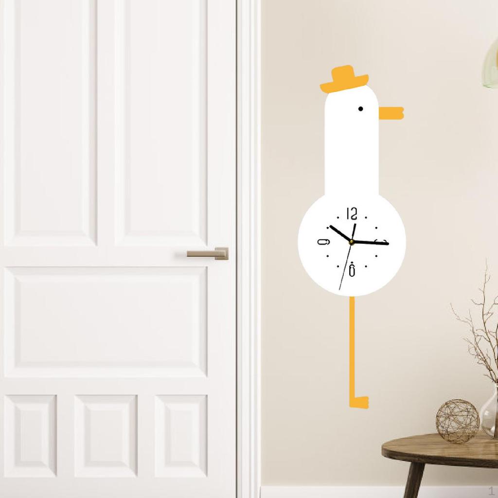 Chick Wall Clock with Swing Foot Pendulum Hanging Decor for Classroom