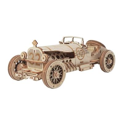 Serie de Adornos de Rompecabezas de Madera 3D con Instrucciones en Japonés Tsukurundesu® (Coche de carreras)
