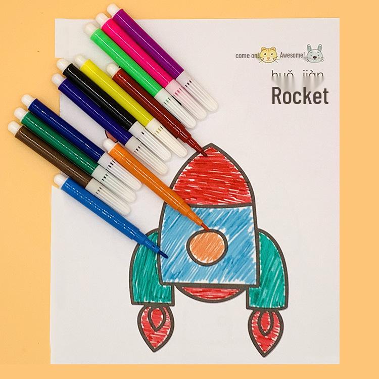 Kids' DIY Doodle Mini Colored Pencils & Watercolor Brush Set - 4/6 Colors