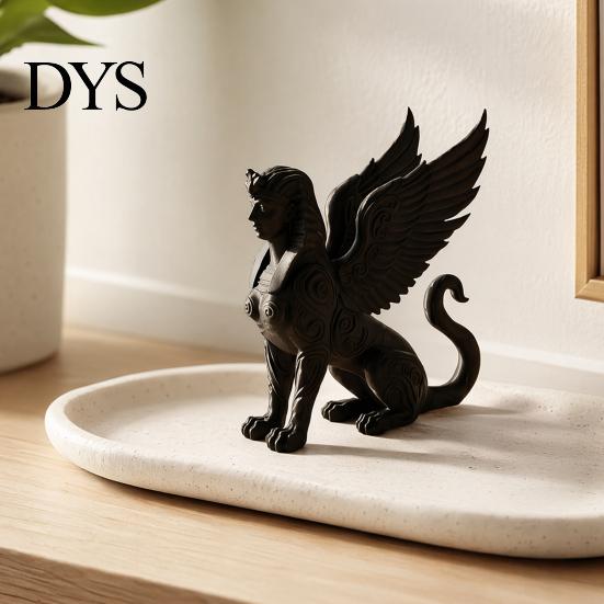 Egyptian Mythology Decor 3D Printed Sphinx Collectible Figurine, Statues, Ancient Gods Statue Exquisite Matte Black Ornament Ornaments, Sculpture with