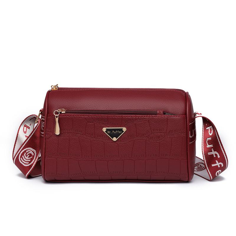 

Корейская версия четырехслойная сумка через плечо с молнией, темпераментная женская сумка, популярная зимняя большая вместимость 26*8*16cm красный