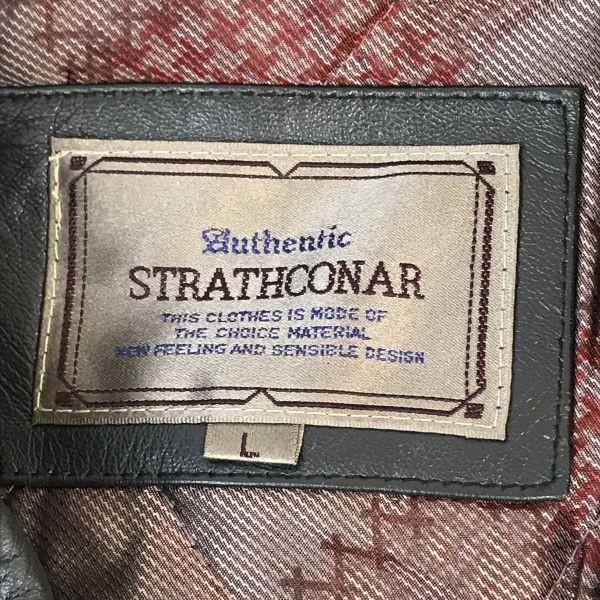 Strathconar Sheepskin Leather Padded Coat Men L Black(USED)