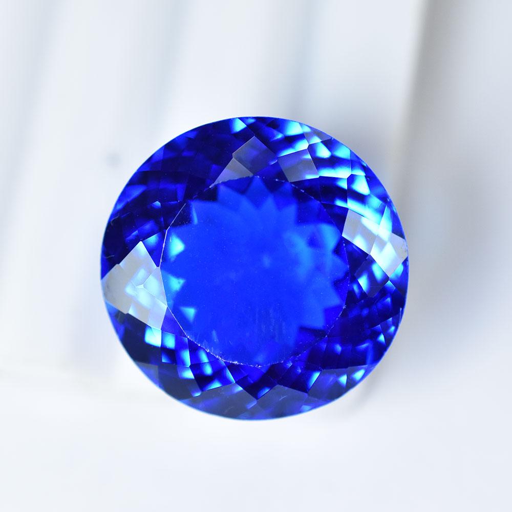 Natural Blue Ceylon Sapphire 26ct Round Cut Flawless Certified Loose Gemstone