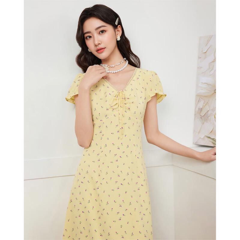 IEF French Holiday Floral V-neck Midi Dress