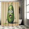 Artistic Green Pickle Shower Curtain with Painting Brush for Bathroom Decor Yellow Backdrop Waterproof Fabric Home Accessory