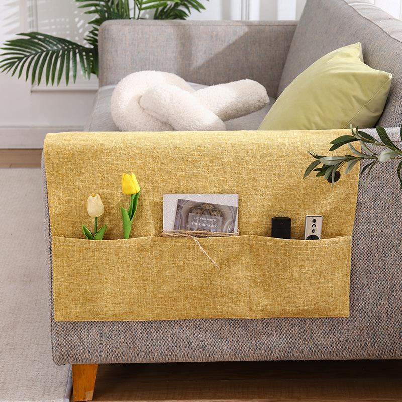 

Sofa Armrest Organizer with Multi Pockets Remote Control Storage Bag for Living Room Accessories Dust Cover Cloth 40x110CM 2 pockets