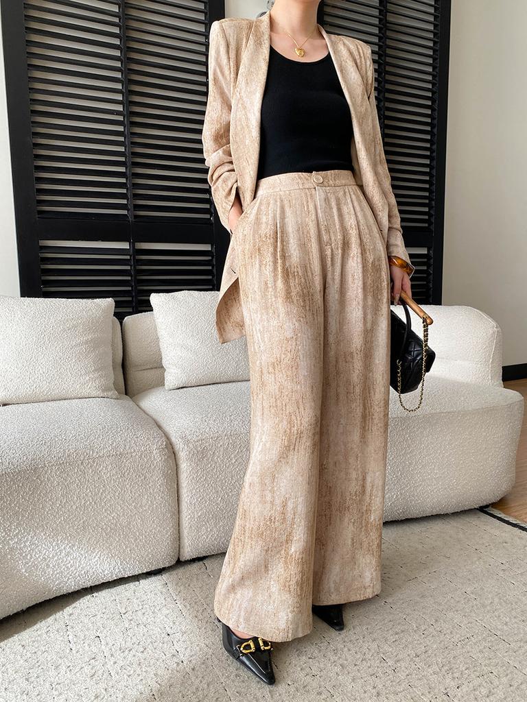 Sijan Early Spring New Arrivals Linen Blend High Intelligence Old Money Drip Suit Jacket Wide Leg Pants Set Sn