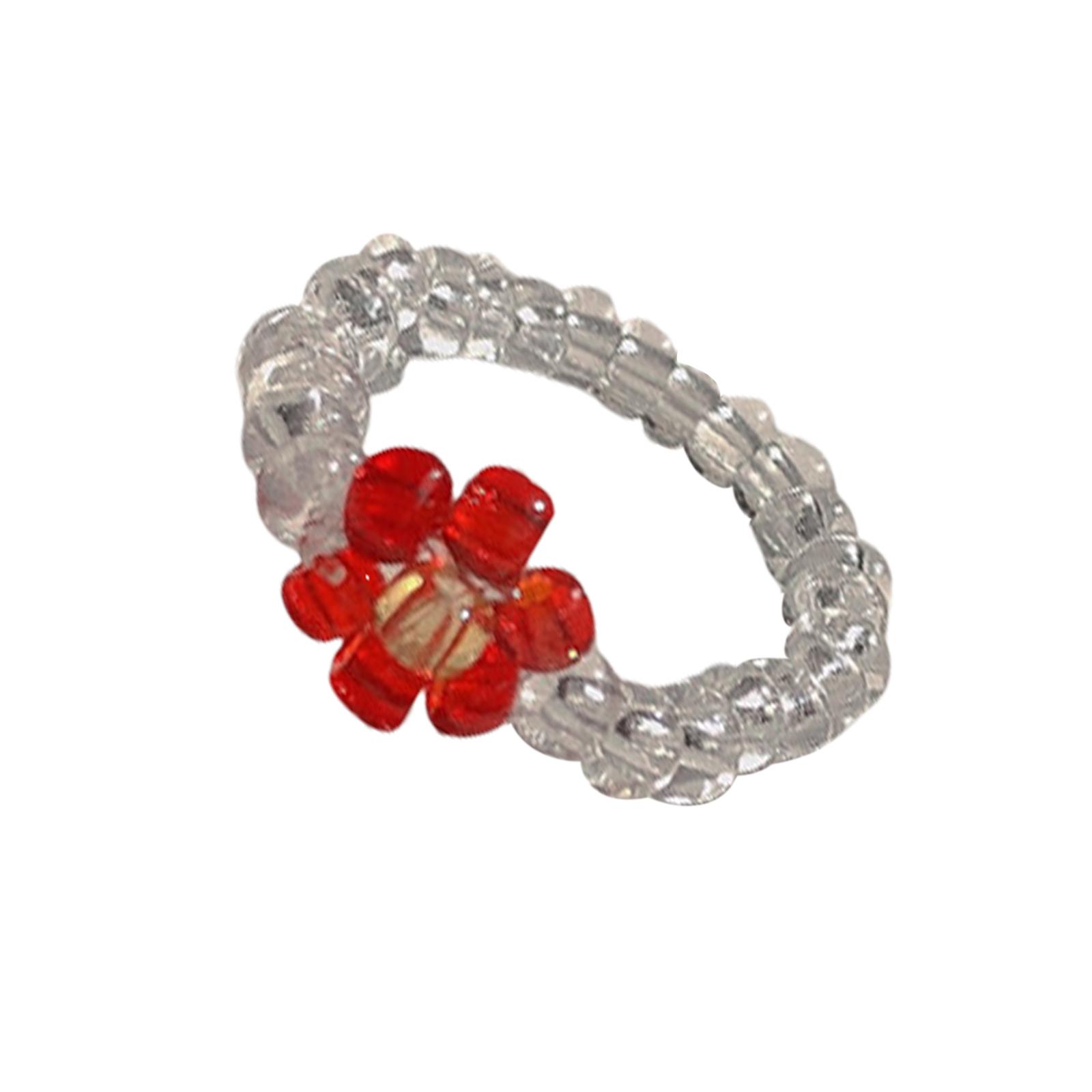 

Fashionable Beaded Rings Accessory Adjustable Elastic Design Flower Rings Jewelry for Young Women and Craft Lovers 1