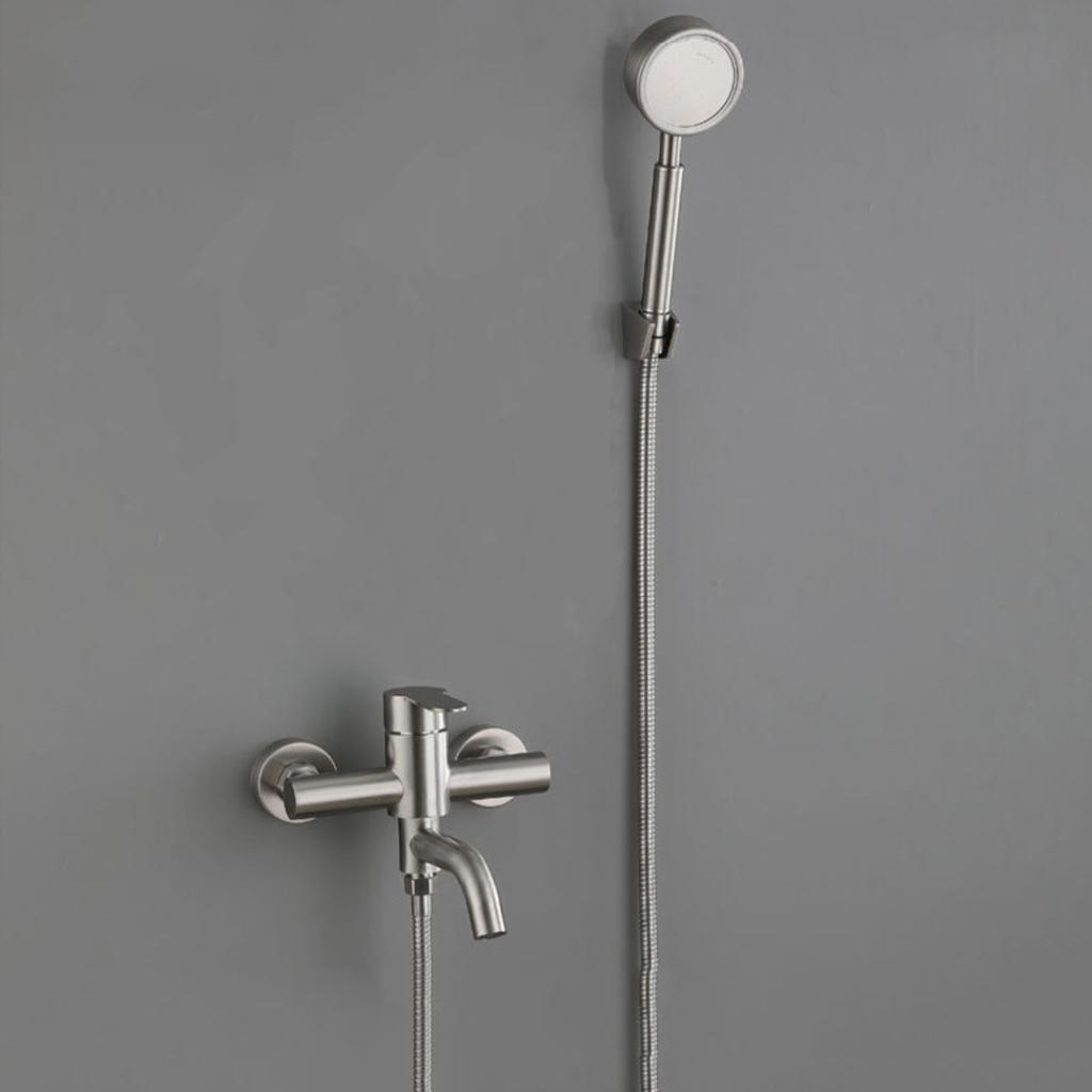 304 Stainless Steel Bathroom Shower Faucet Set Hot and Cold Mixer Tap Bathtub Faucet Set With Hand Shower Head Nickel