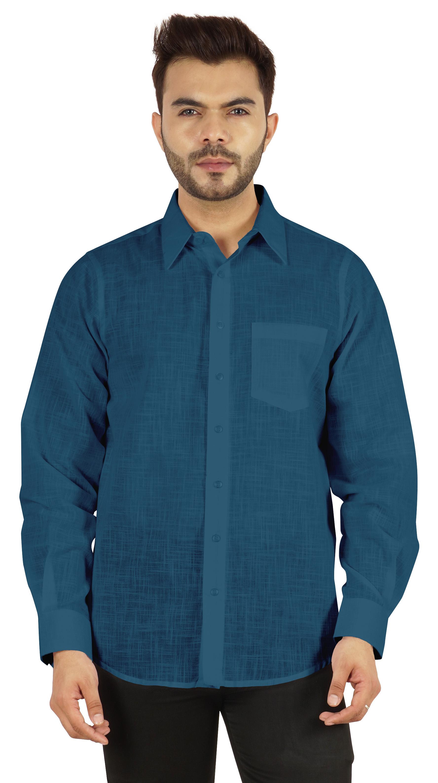 

Чоловіча однотонна сорочка Bestman з довгими рукавами та манжетами, накладна кишеня, бавовняна офісна сорочка XXL чирок синього кольору