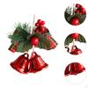 Christmas Bow with Bell Decoration Crafts Decorative, Small Xmas Door Hanger for