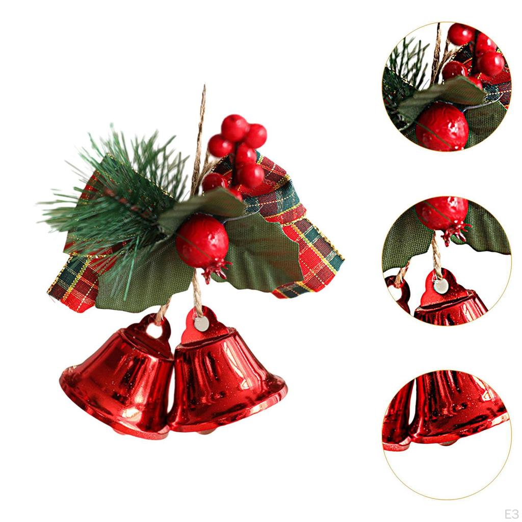 Christmas Bow with Bell Decoration Crafts Decorative, Small Xmas Door Hanger for