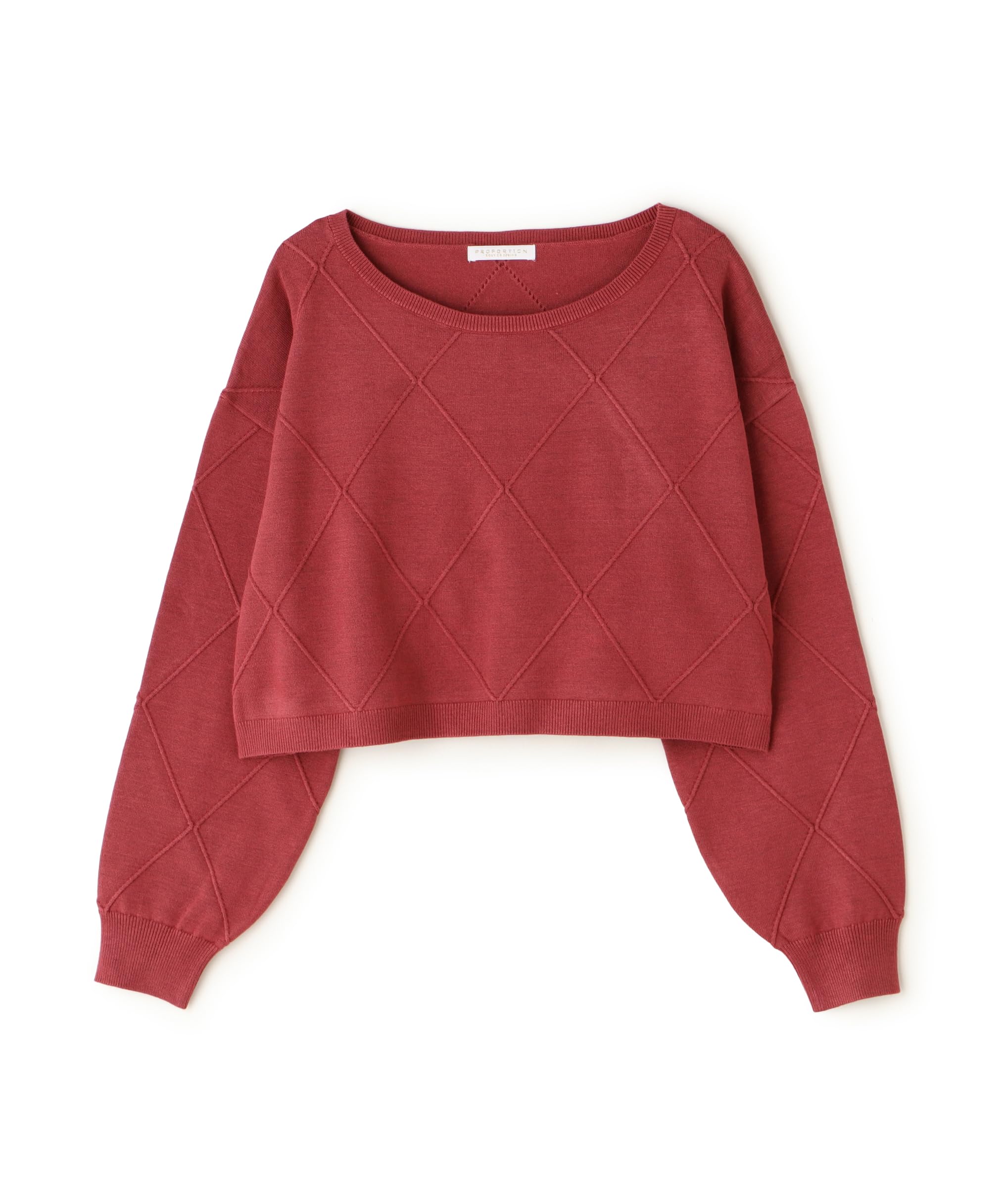 Proportion Body Dressing Diamond Pattern Short Knit Pink Sweater Women s 6798₽