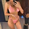 Sexy Batik Falten Knitter Halter Bikini Damen Badeanzug Damen Bademode Zweiteiler Bikini-Set Bademode Badehose Schwimmen