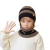 Warm Children's Knitted Hat Scarf Two-Piece Set Winter Outdoors Cold-Proof Earflaps Slipover Woolen Cap