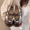 Fashion Mary Jane single shoes women's 2025 new spring and summer French shallow mouth round head with skirt platform small leather shoes women