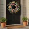 Artificial Flower Wreath Realistic Look Seasonal Floral Wreath Wall Decor Lively Hues House Decoration for Easter, Wedding