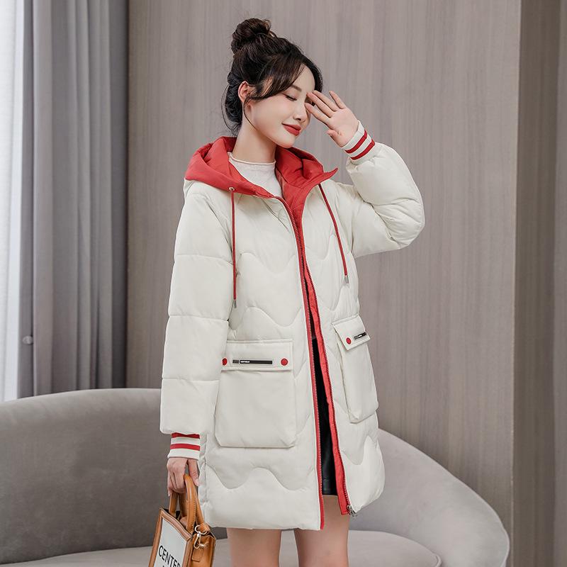 Women's Plus Size Hooded Cotton Jacket - Winter 2023, Mid-Length, Thickened, Loose Fit Outerwear