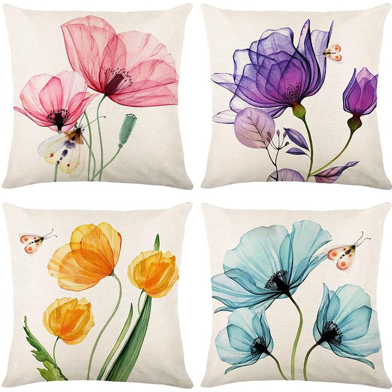 Plant and Flower Print Pillow Case Car Home Sofa Living Room Linen Pillow Cushion Nordic Style