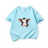 Kids Cotton T Shirt Adorable Baby Cow Peeking Print Crew Neck Short Sleeve Tee Casual Boys Girls Summer Tops