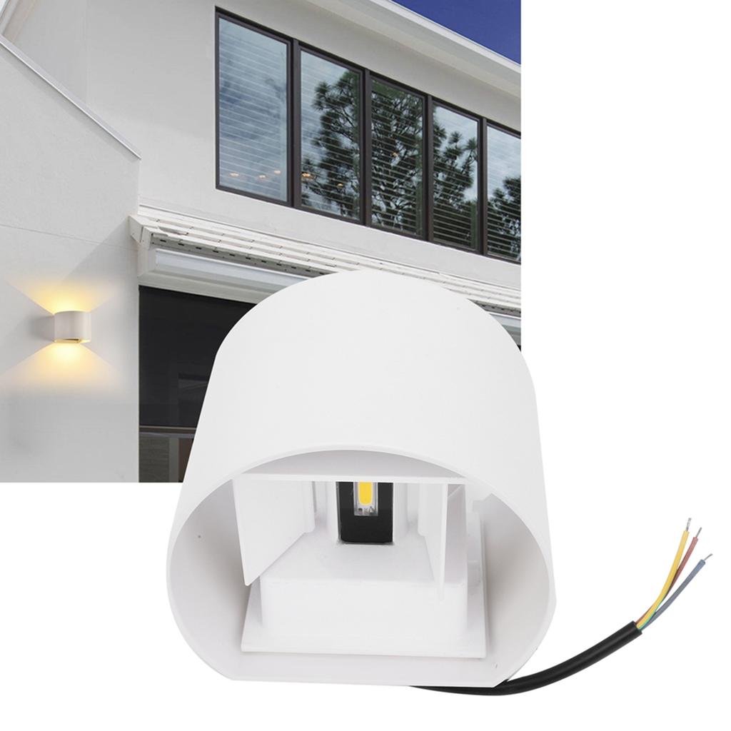 12W Outdoor LED Wall Lamp IP65 Waterproof Aluminum Up and Down Lighting Wall Light AC85‑265VWhite Shell Warm White Light