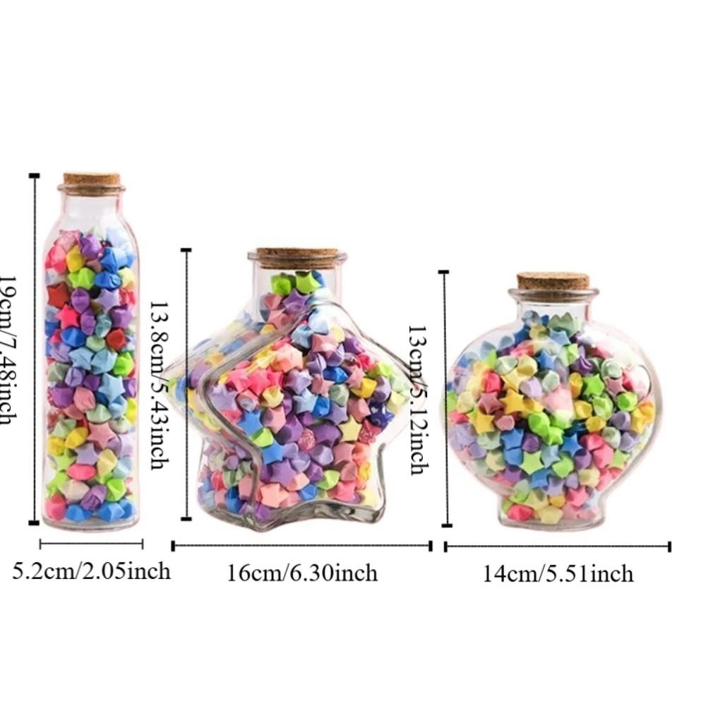 DIY Five Pointed Star Wishing Bottle Kawaii Rainbow Color Origami Stars Paper Strips Decorative House Decoracion