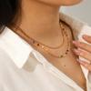 Double Layer Necklace Non-fading Neck Chain Titanium Steel Round Snake Chain Colorful Beaded Chain Bohemian Accessories