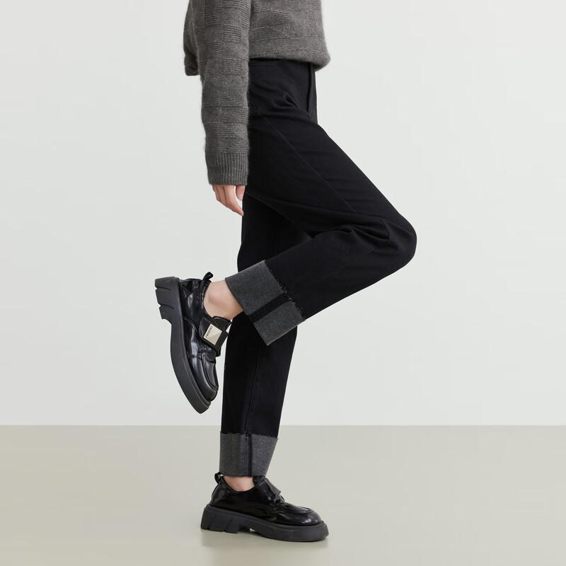 Elva' Island Women's High-Waist Straight-Leg Rolled Hem Jeans