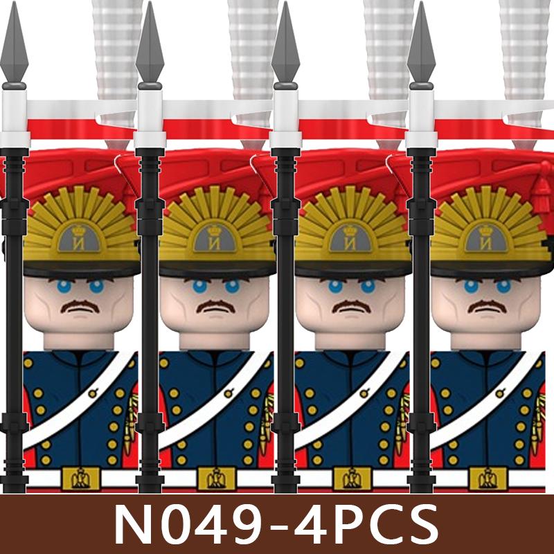 4pcs Medieval Castle Knight Building Blocks MIlitary Napoleon Soldier Figures War Army Legion Accessories Imperial Navy Bricks Toys