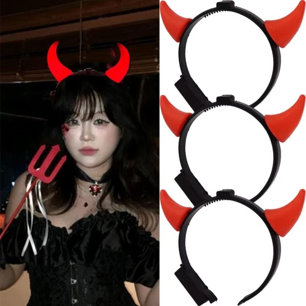 Small/Medium LED Headband Bull Horns Red Glowing Headband Durable Horn Headband  Halloween Party