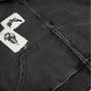 Washed Distressed Rivet Patch Embroidery Zip Up Hoodie Men Women American Streetwear Loose Fit Casual Outerwear