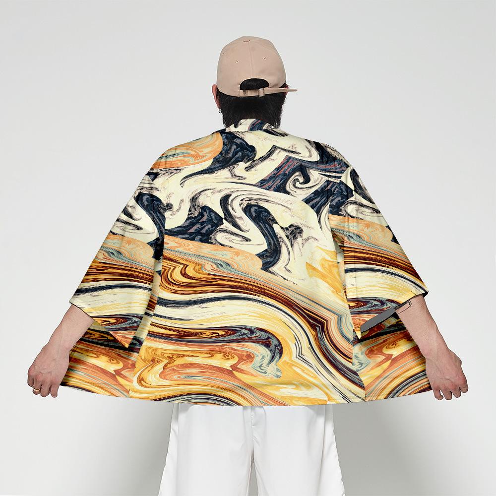 Japanske tradisjonelle kostymer Gutter Jente Mote Kimono Haori Cardigan Jakke Barn Beach Wear Kappe