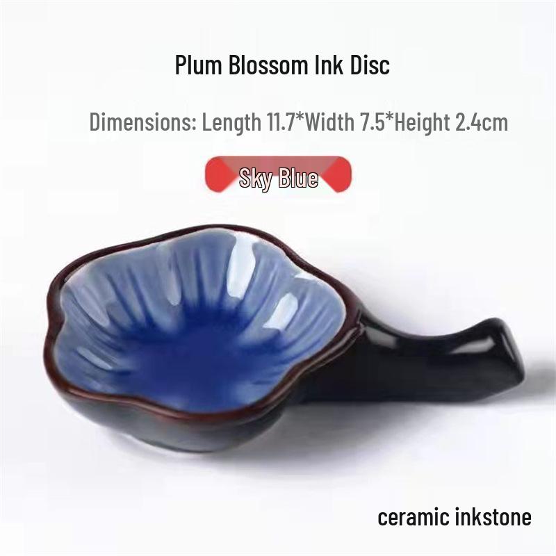 Plum Blossom Ceramic Multifunctional Calligraphy Brush Rest and Water Dish