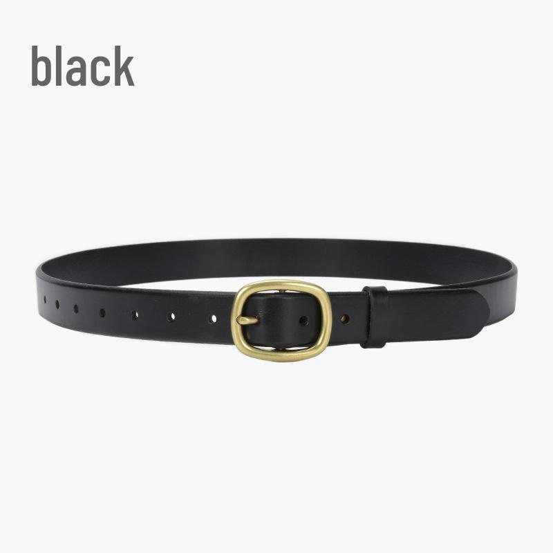 

Женский винтажный ремень с D-образной пряжкой из натуральной кожи 105cm чёрный