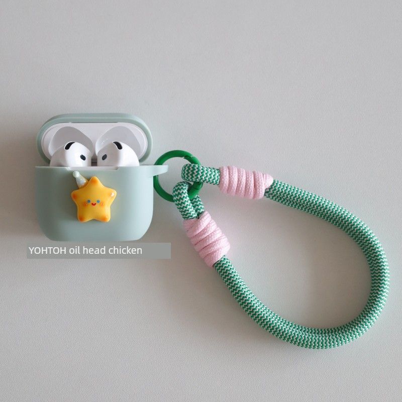 

Protective Case Airpodspro2 Liquid Silicone Earphone Case 1/2/3 Generation Drop-Resistant Creative Earphone Sleeves Pro Generation Integrated Soft Apple AirPods1/2 Fog + lanyard