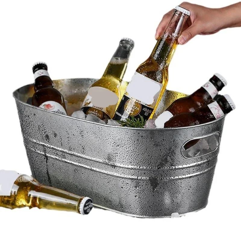 Hot Stainless Steel Ice Galvanized Cube Storage Bucket Beer Wine Bucket Bar Ice Bucket Container Champagne Can Champagne Chiller
