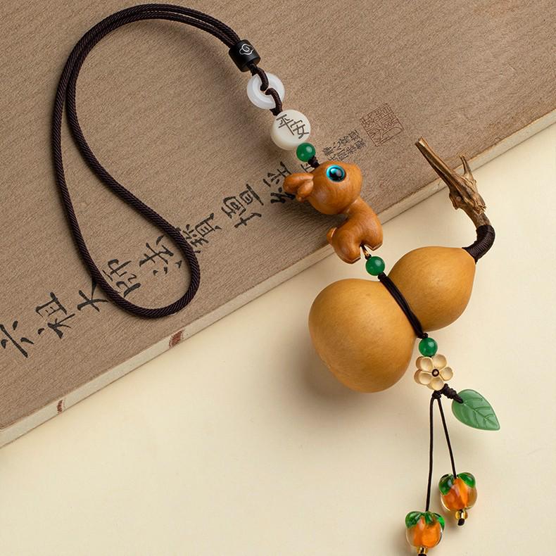 Creative Deer Gourd Car Pendant - New Chinese Style Hanging Ornament for Car Interiors
