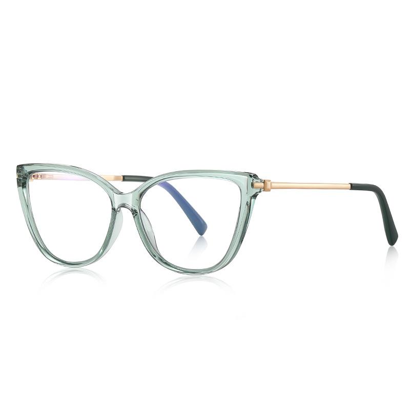 Anti Blue Light Cat Eye Transparent Green Reading Glasses Women Spring Hinge Hyperopia Eyeglasses Fashion Computer Eyewear