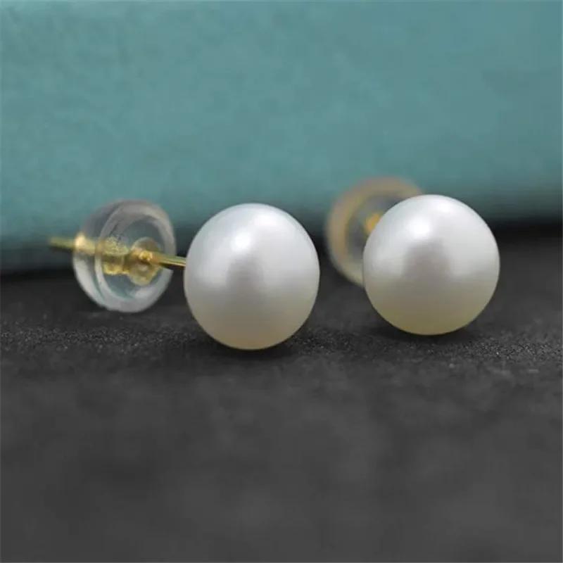 Orecchini a lobo con perle d'acqua dolce naturali in argento sterling 925 Orecchini con perle bianche coltivate per orecchini da donna Gioielli