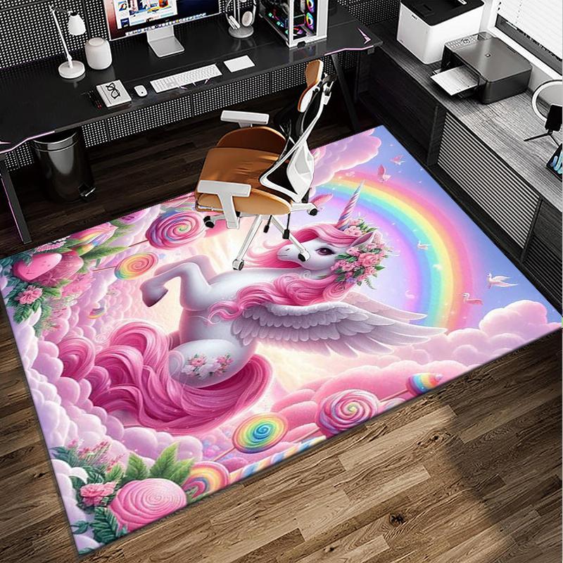 Magical Unicorn Fantasy Office Rug Chair Mat, Entryway Carpet, Suitable for Front Door, Bedroom, Living Room, Desk, Holiday Gift