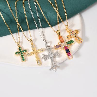 Modisches Trendiges Titanstahl Kreuz Halskette Damen Luxuriös Vielseitiges Accessoire