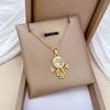 Stainless Steel Chain Cute Cartoon Girl with Zircon Pendant Necklace for Women Girls Sweet Jewelry Daily Party Accessories Gifts