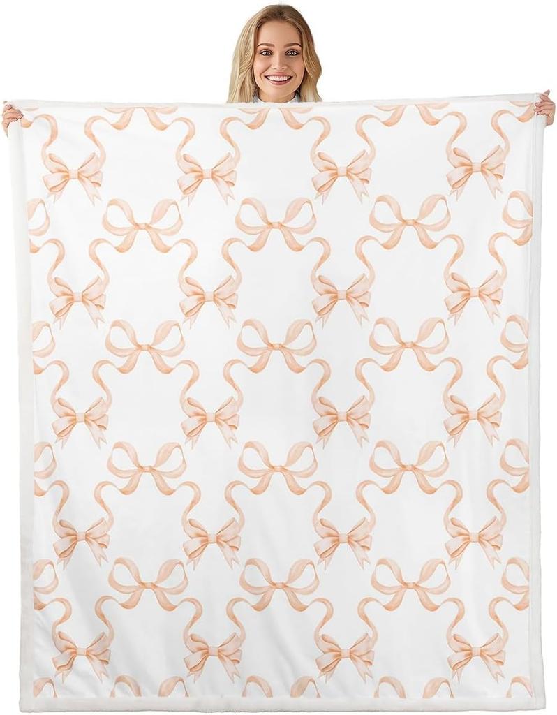 White Swan Fleece Throw Ballet Theme Pink Plush Blanket for Kids Room Decor with Crown Bowknot Roses Flowers Twin X