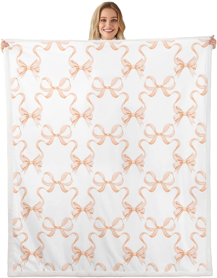 

White Swan Fleece Throw Ballet Theme Pink Plush Blanket for Kids Room Decor with Crown Bowknot Roses Flowers Twin x 40x50in