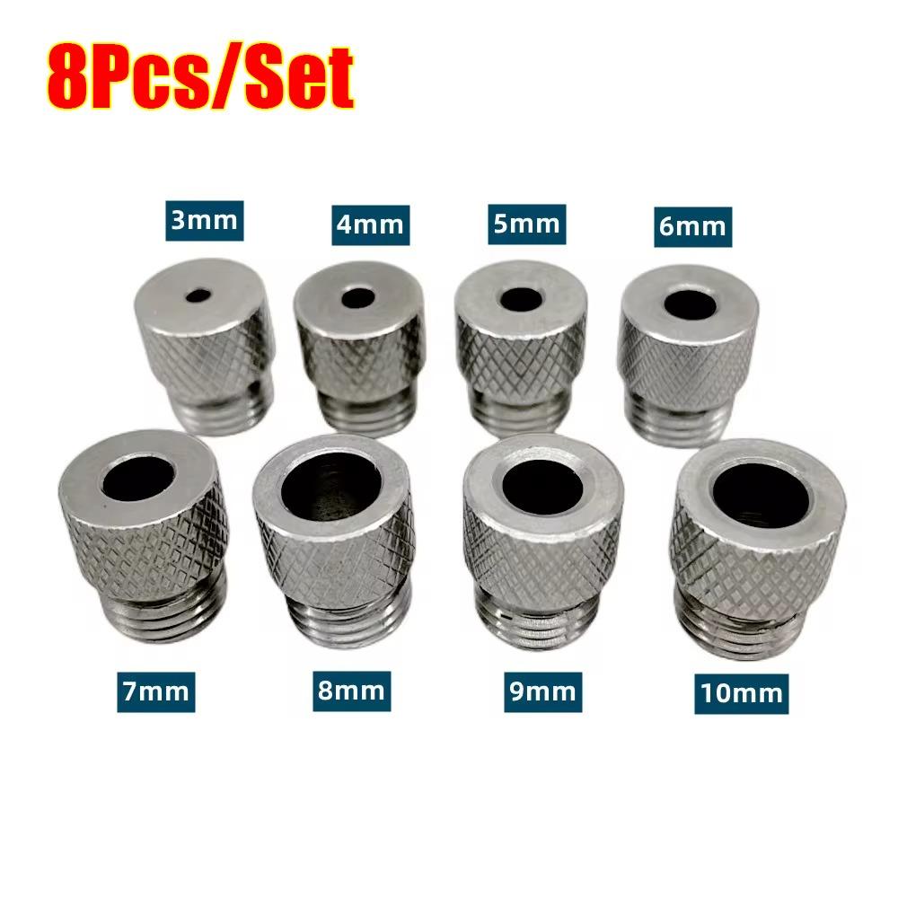 

8Pcs/Set For Woodworking Drill Sleeve Stainless Steel Wooden Drilling Guide Locator
