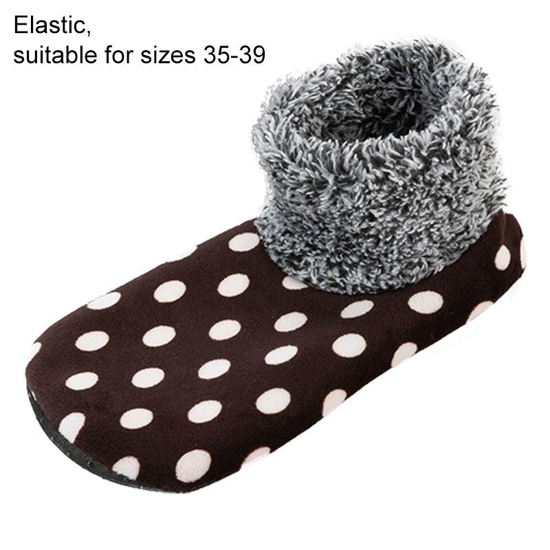 1 Pairs Soft-Soled Anti Slip Fleece-Lined Thickened High Tube Winter Carpet Socks Non-Slip Floor Socks