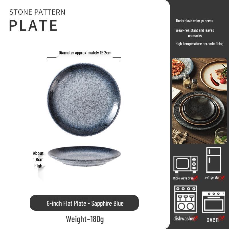 Retro Japanese Ceramic Plate: Creative Black Glaze Dish for Home and Restaurant