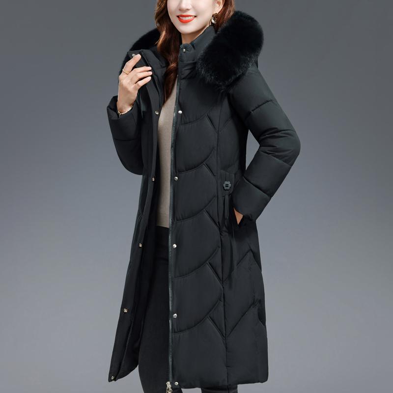 Middelaldrende Kvinners Kåper Vinter Lange Parkaser Hette Fuskepelskrage Tykke Varme Hverdagslige Kvinnejakker