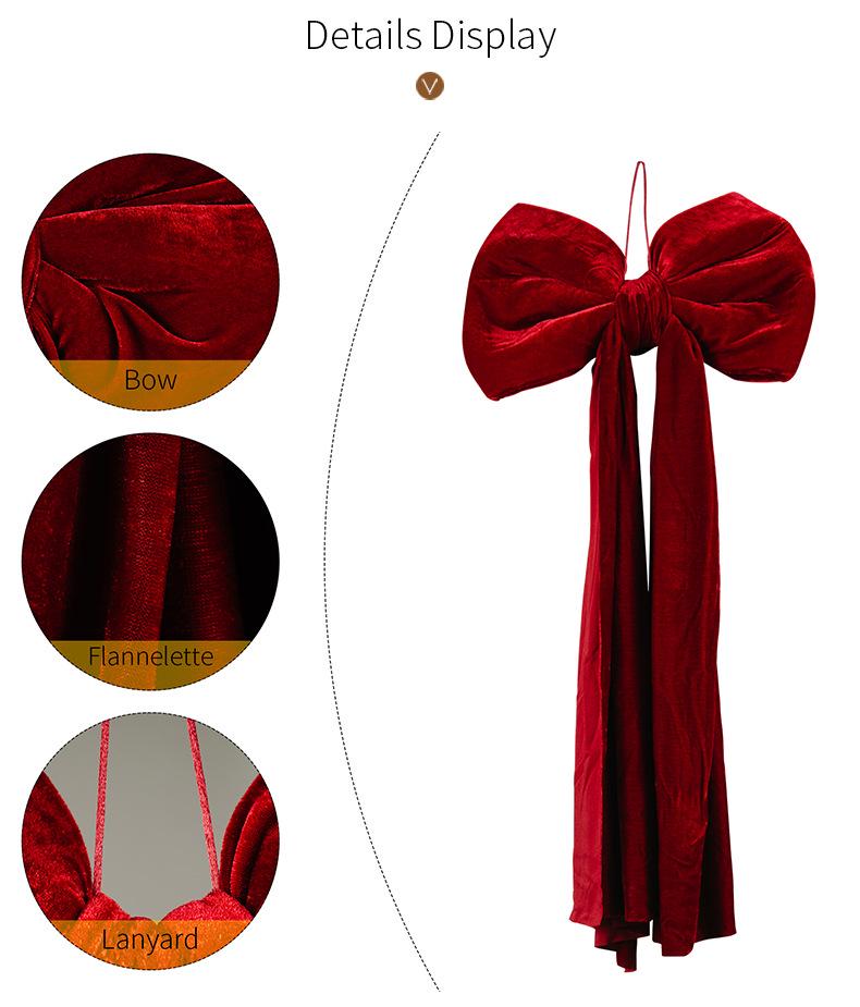 Hot Selling Large Wine Red Velvet Christmas Tree Bow Decoration